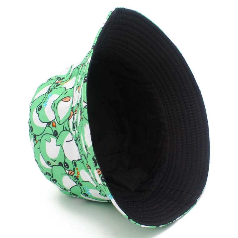 Packable Hat Nylon - A52E Packbarer Sonnenhut mit Frosch-Aufdruck, Floppy-Cap,
