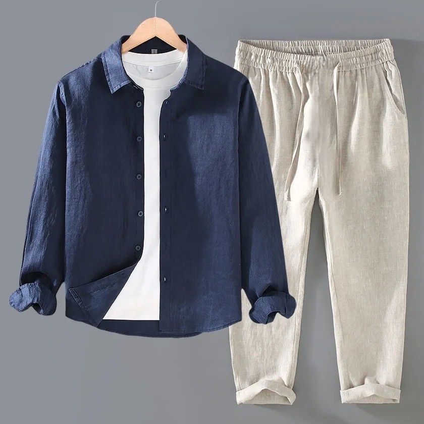 Linen Shirt Breathable - Hochwertiges, reines Leinen-Baumwoll-Hemd für Herren, lässig,